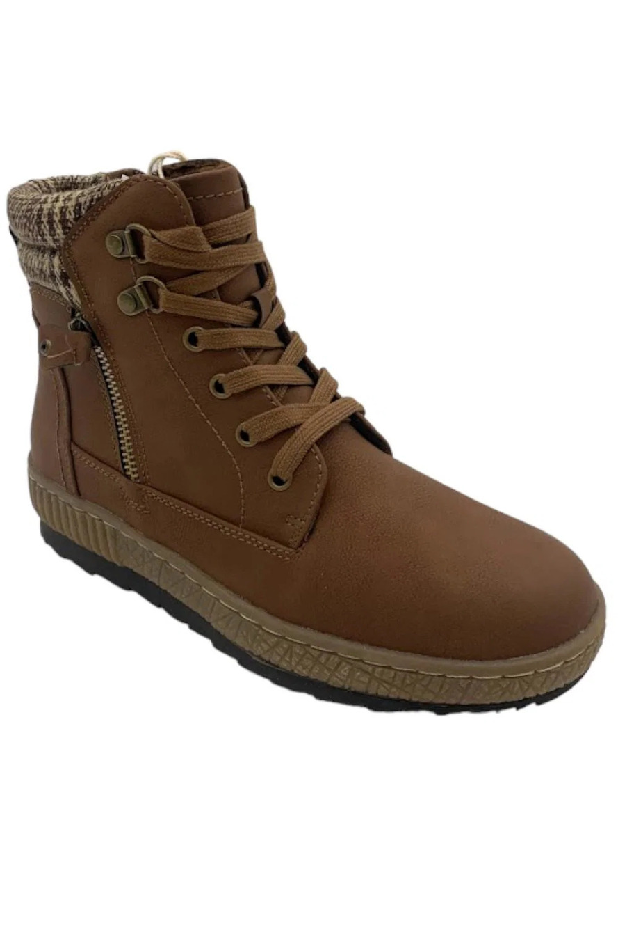 Wanderlust Waterproof Ankle Boots Tina Dark Tan - Wide